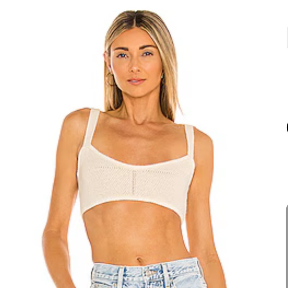 New Lovers and Friends Kamile Knit Bra in Cream crop top adjustable straps XS